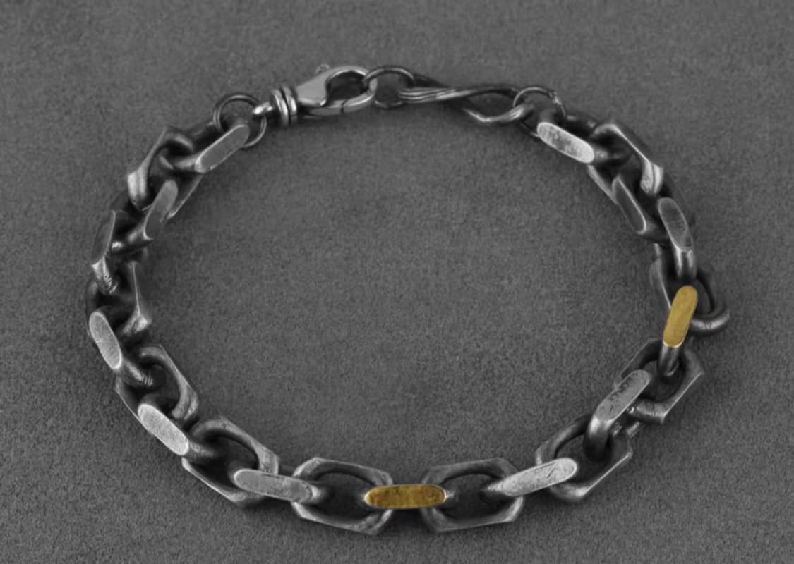 Oceanora S925 스털링 실버 남성용 골드 도금 헤 비 팔찌 상품이미지4