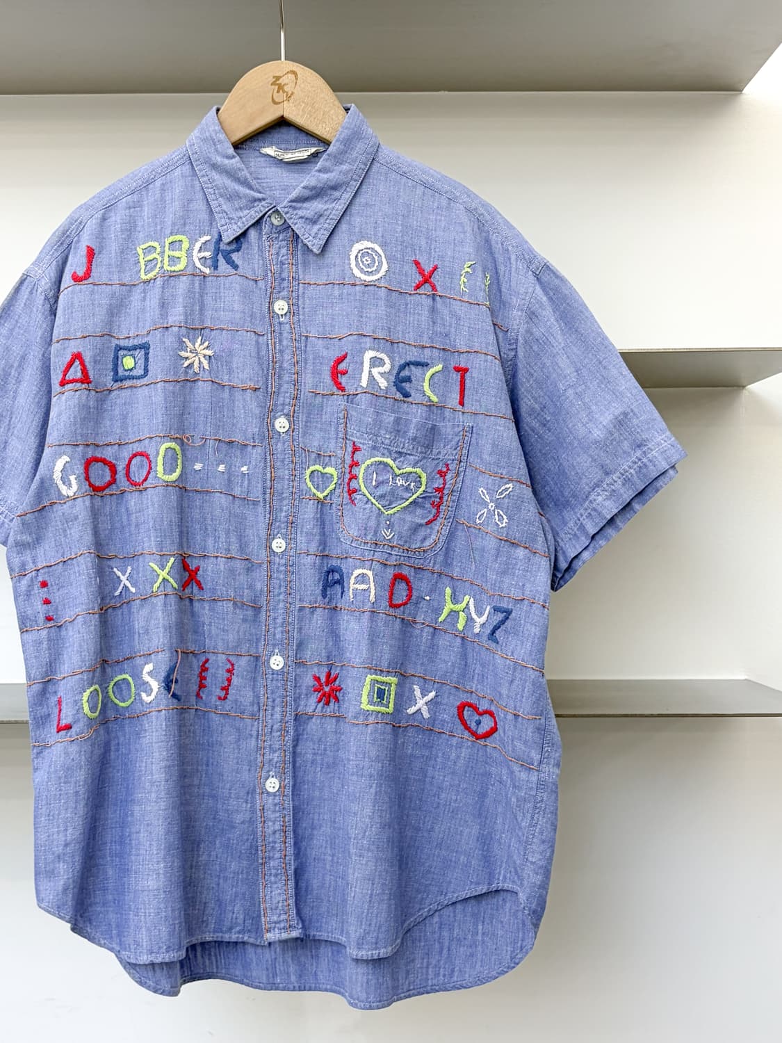 빈티지 90s 핸드 엠브로이더드 하프 셔츠 상품이미지2
