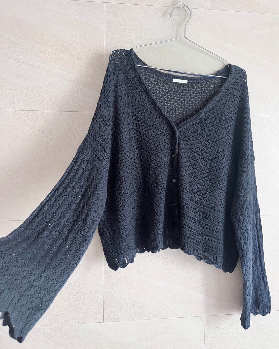 네이비 루즈핏 니트 가디건 상품이미지3