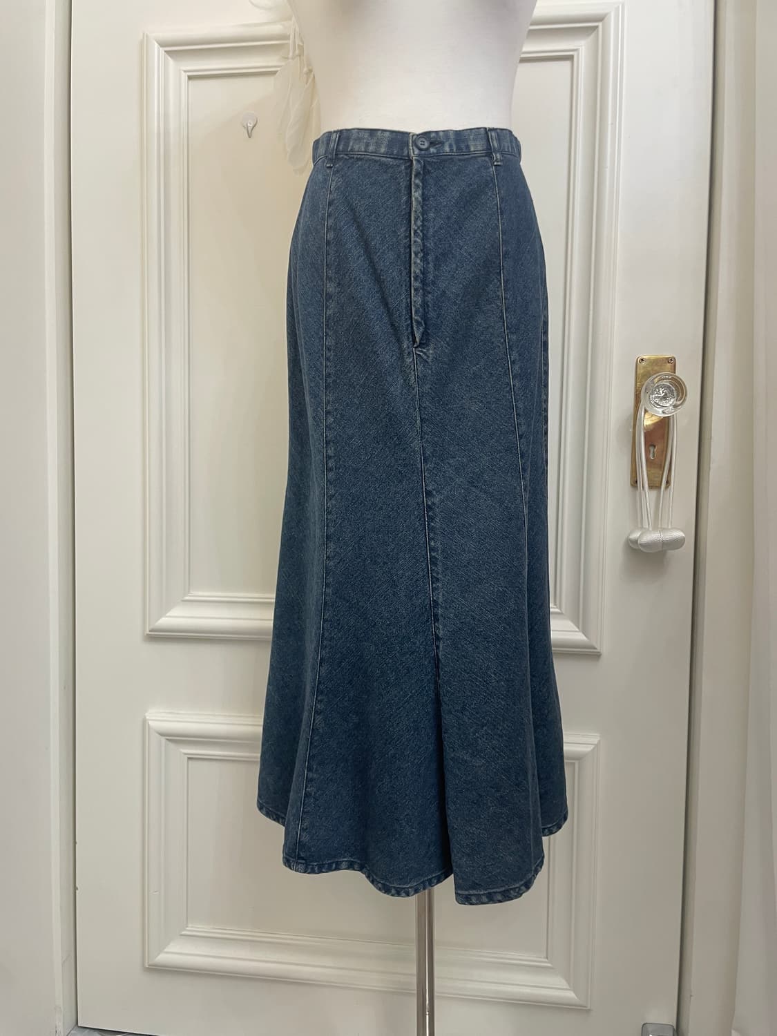 blue denim flare long skirt 상품이미지5