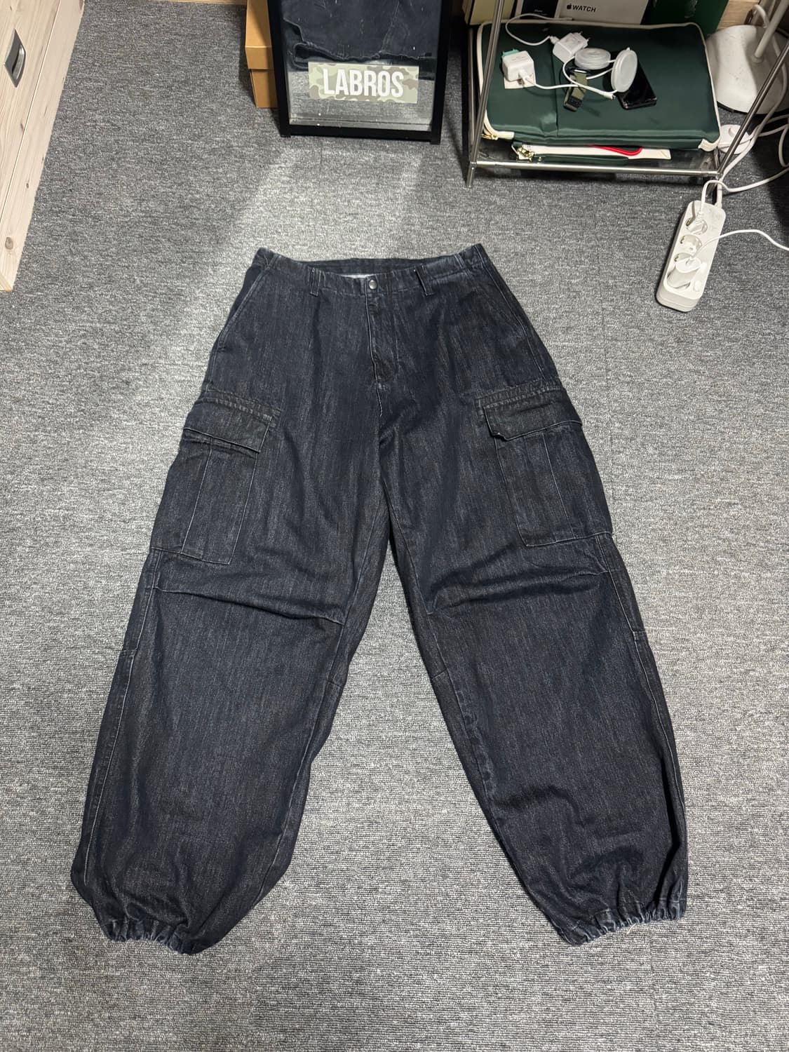 해칭룸 르세라핌 콜라보 데님 카고팬츠 상품이미지2