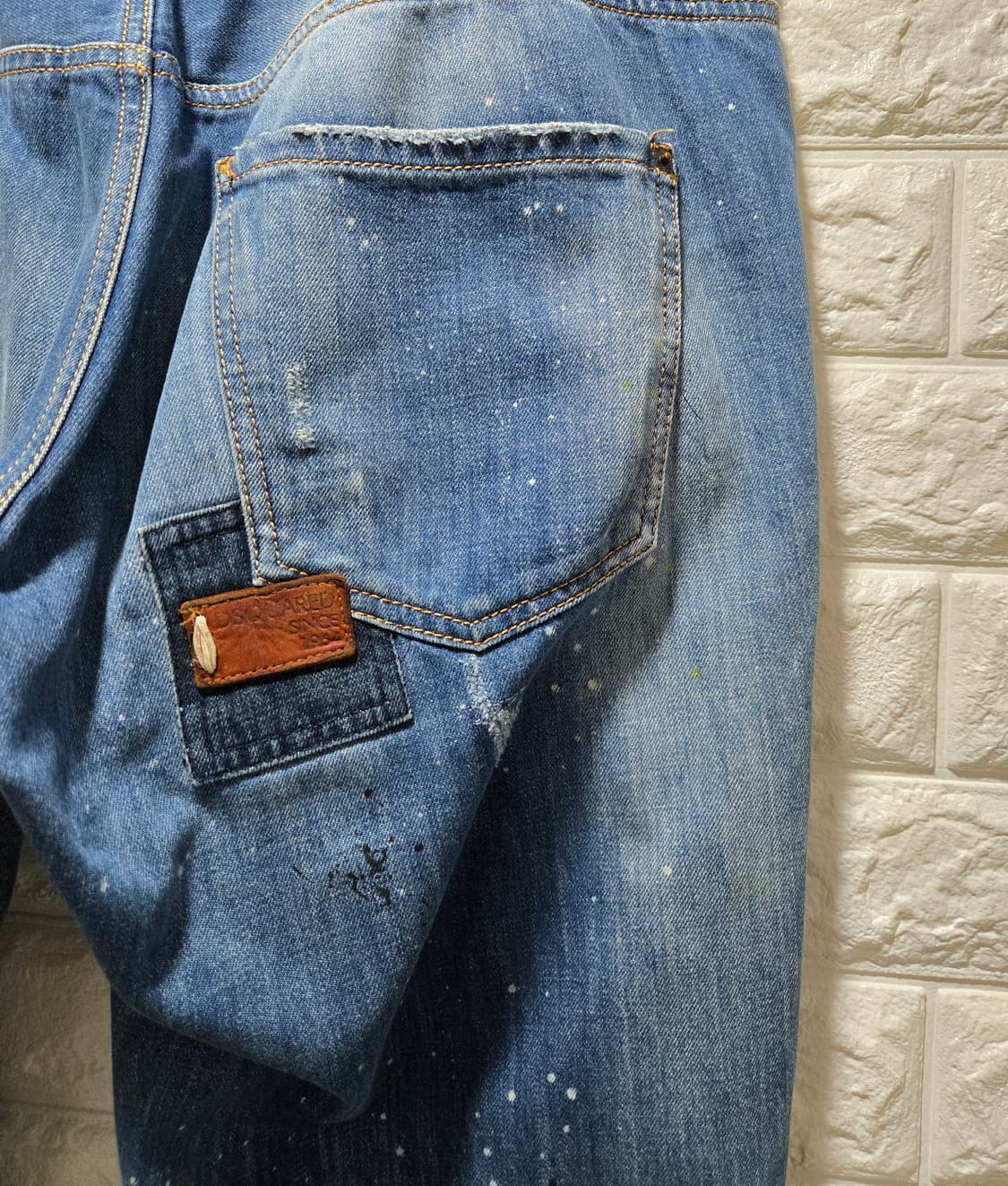 디스퀘어드2 페인팅 패치 슬림핏 데님팬츠 청바지 35~36 상품이미지8