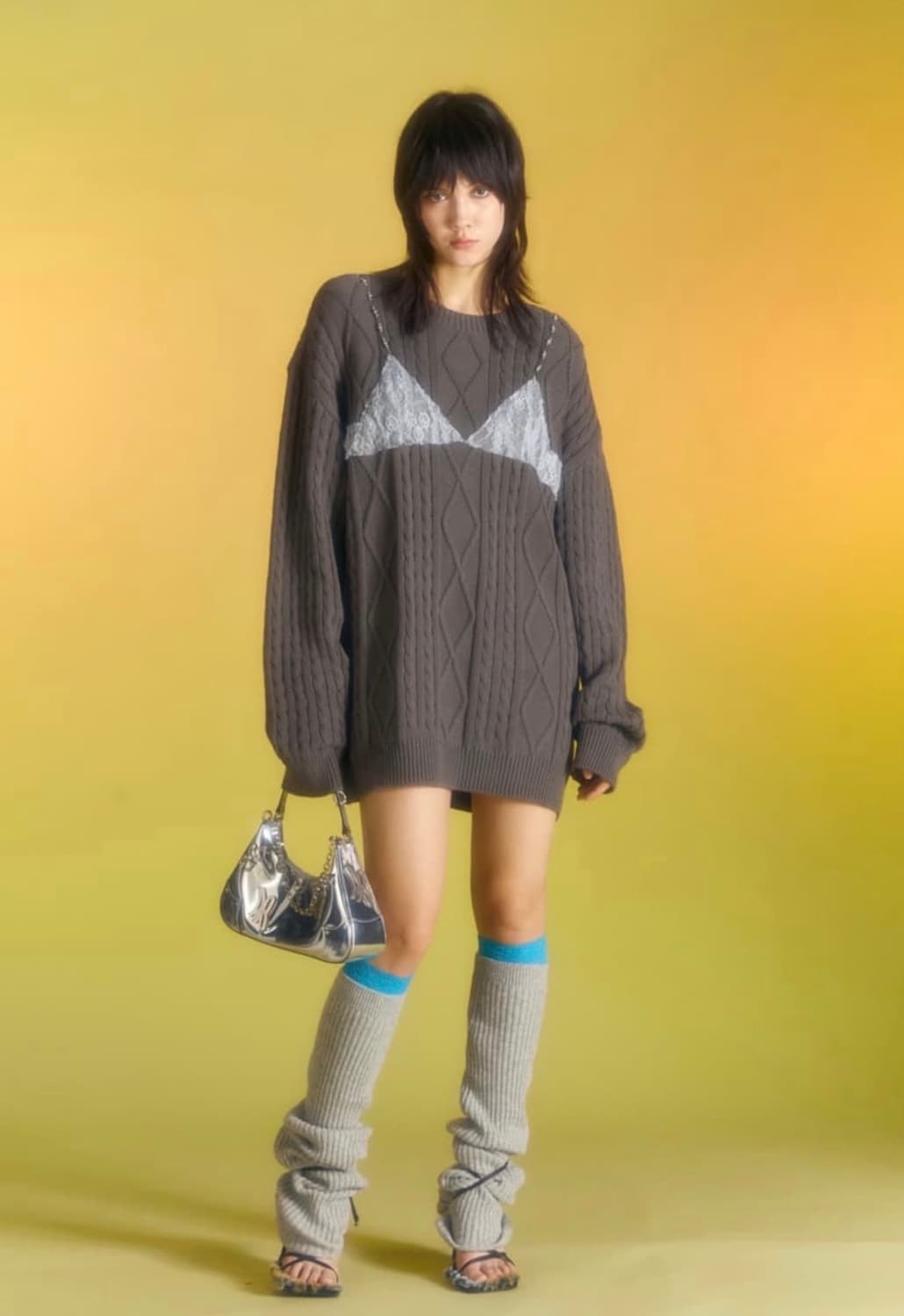 [ANDERSSON BELL] 레이스 란제리 보이프렌드핏 니트 상품이미지1