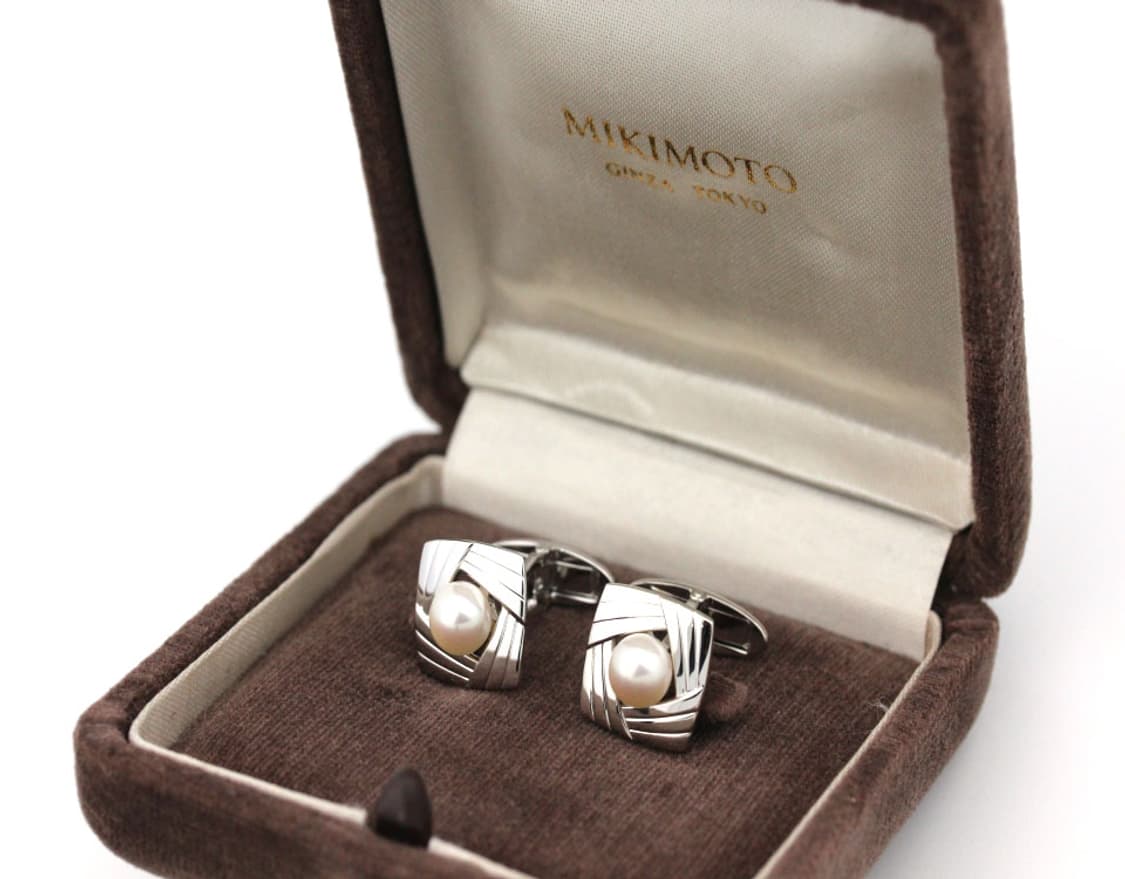 미키모토 천연진주 A등급 유광 남자 명품 커프스 상품이미지1