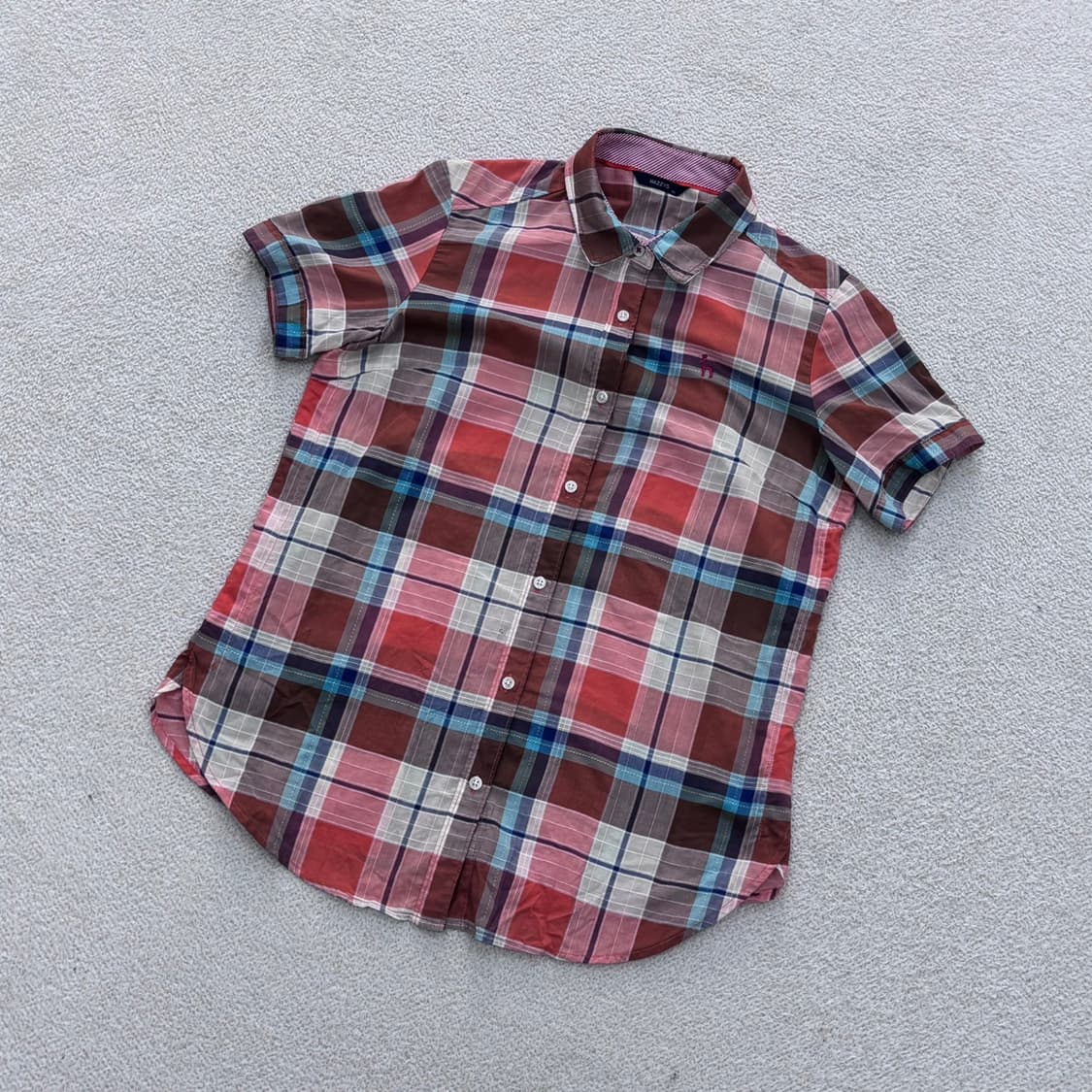 85 헤지스 체크패턴 반팔 셔츠 0420E 상품이미지1