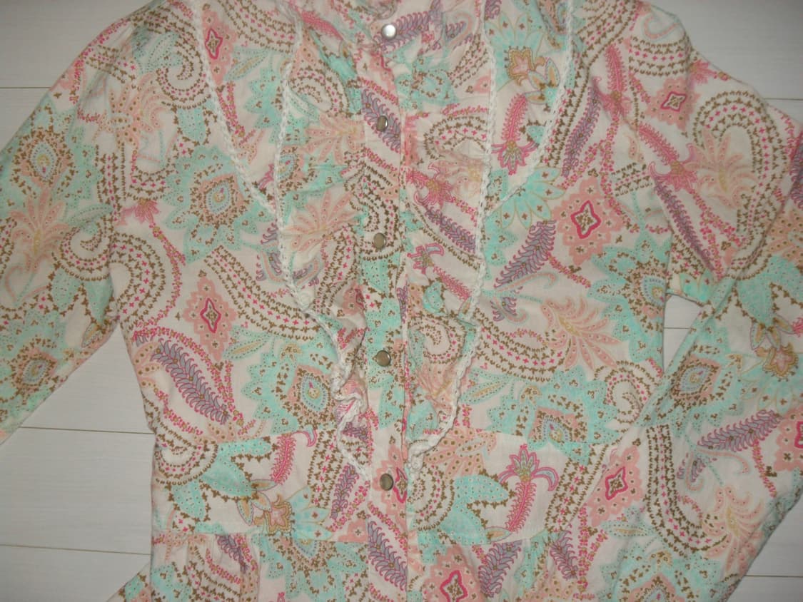 페이즐리 레이스 셔츠 오리엔탈 빈티지 모리걸 갸루 하구미 페어리 상품이미지2