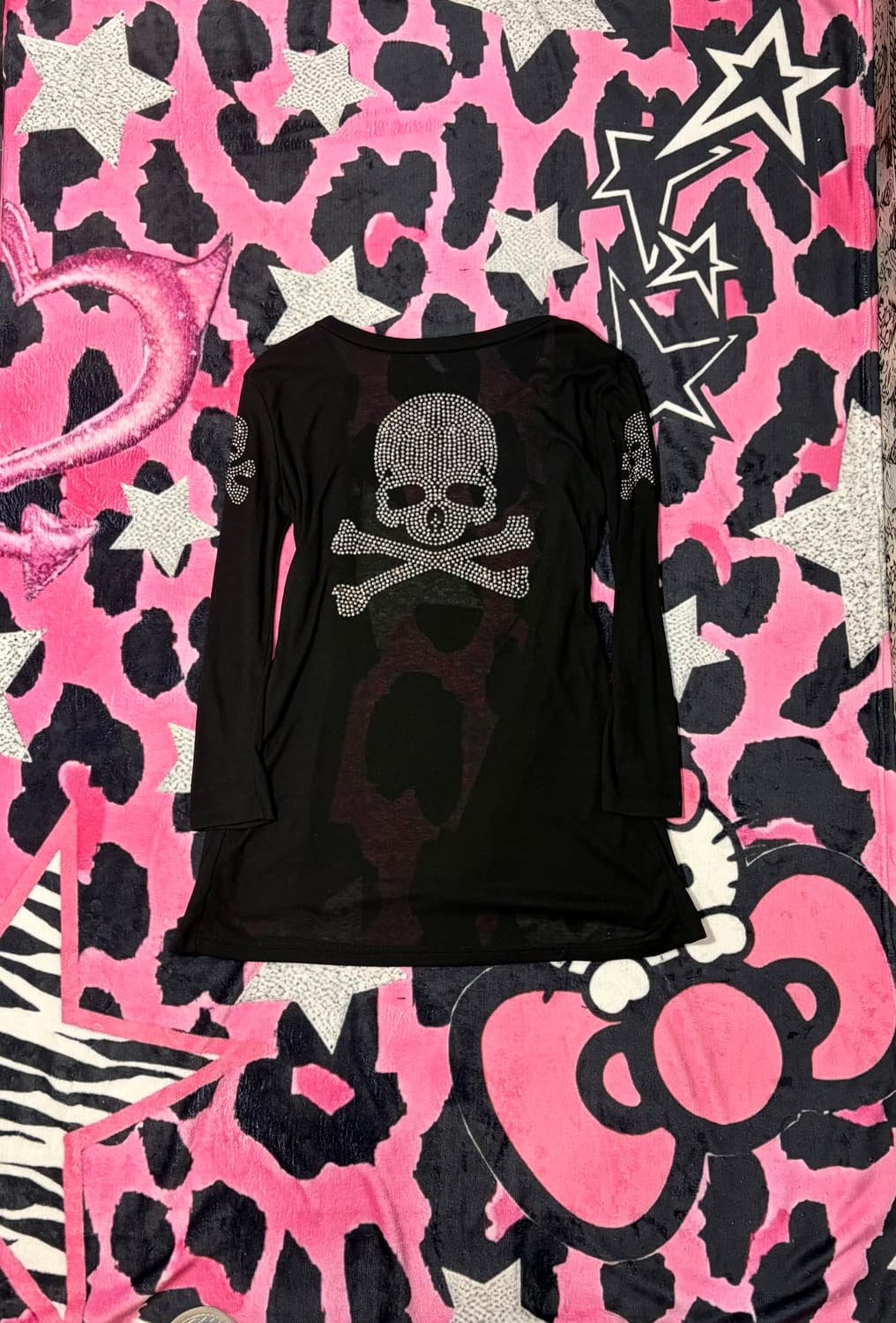 00‘s skull cubic See-through Cardigan 상품이미지1