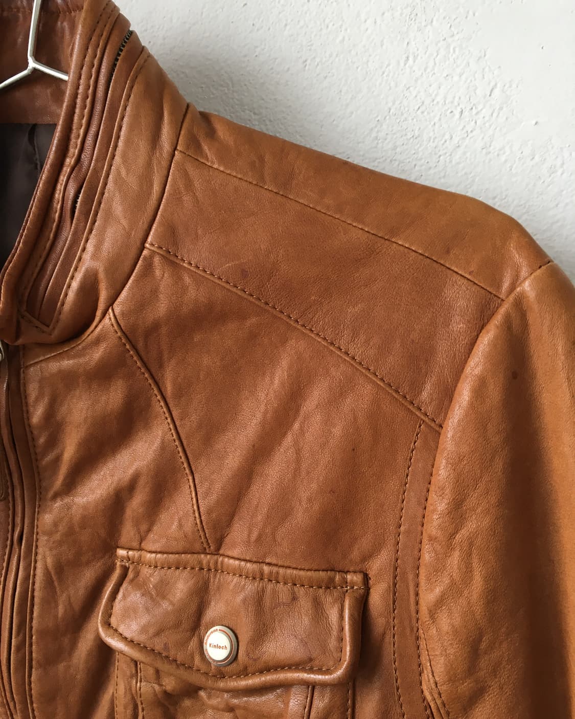 High neck leather jacket 상품이미지6