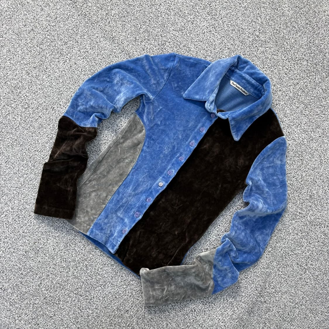 1 더오픈프로덕트 벨벳 배색 긴팔 셔츠 0401J 상품이미지1