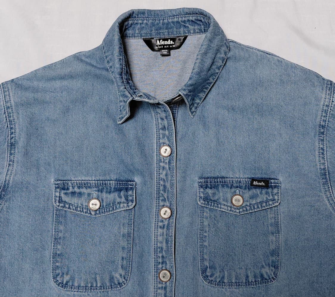 ​[AU 8/US 4] Afends 어펜즈 여성용 세미 크롭 데님 셔츠  상품이미지2