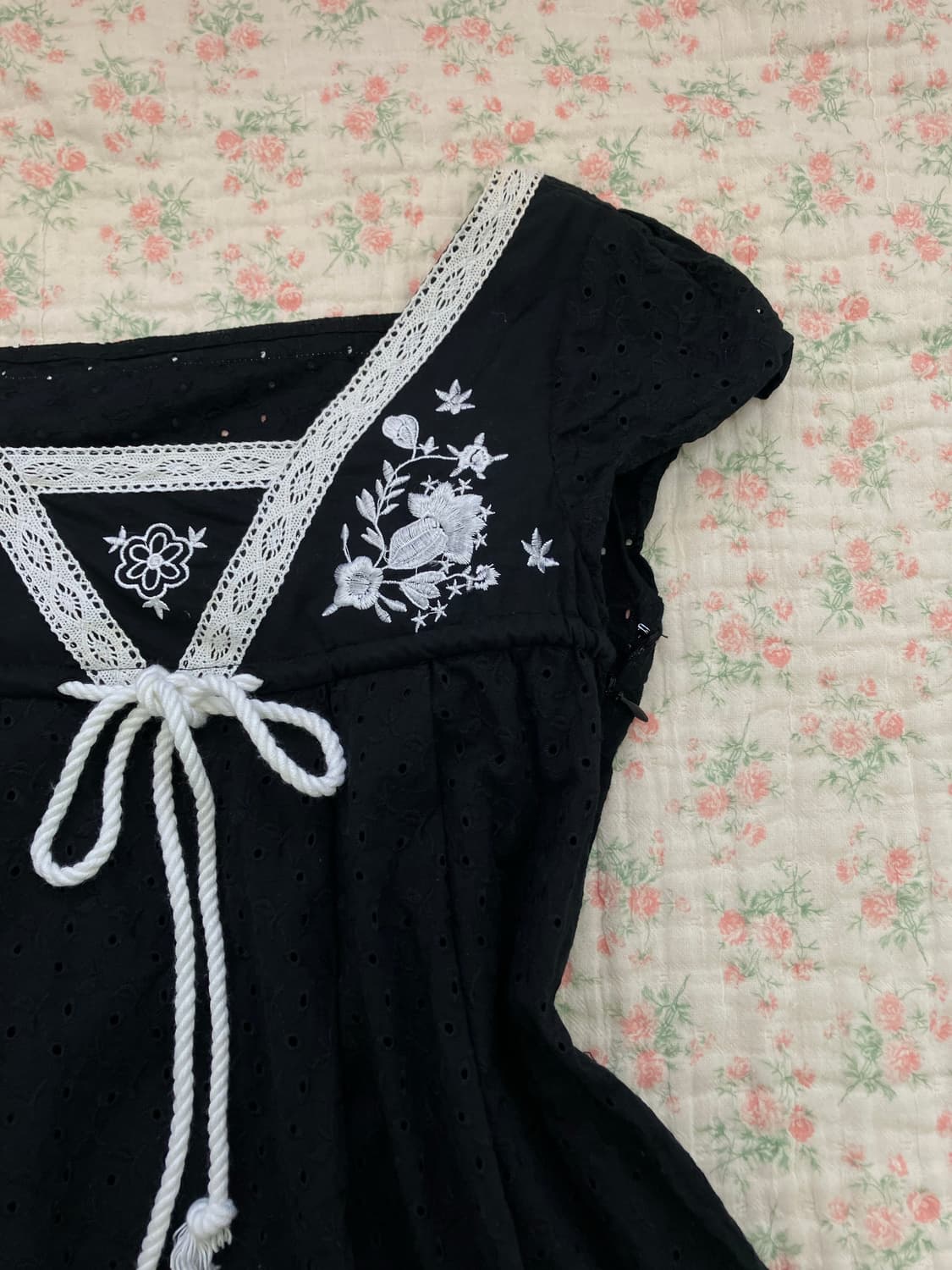 빈티지 모리 레이스 자수 레이어드 블라우스 1047 y2k 스트릿 갸루  상품이미지3