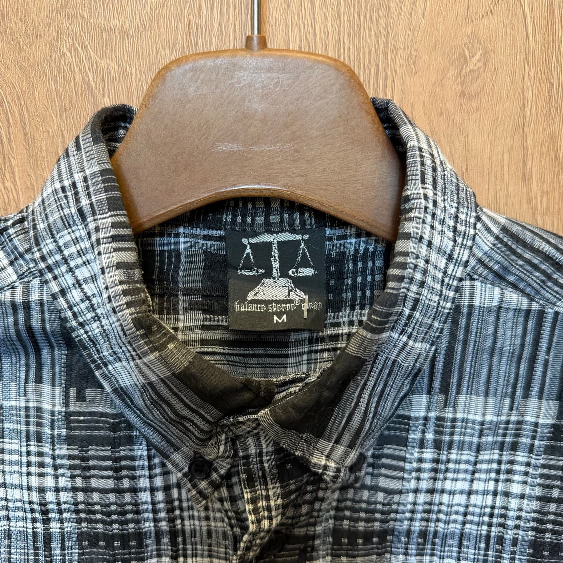 빈티지 반팔 셔츠 멀티 체크 패턴 디테일 레귤러핏 블랙 그레이 상품이미지5