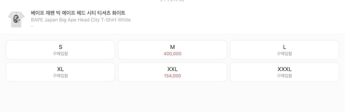 베이프 재팬 빅 에이프 헤드 시티 티셔츠 화이트 상품이미지3
