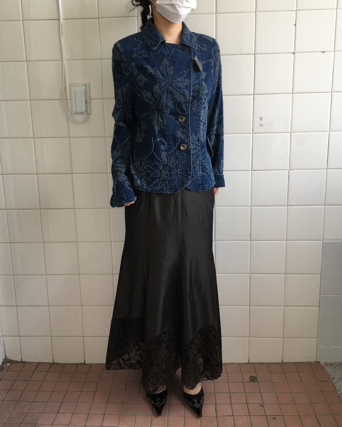 Leaf pattern point denim jacket 상품이미지6