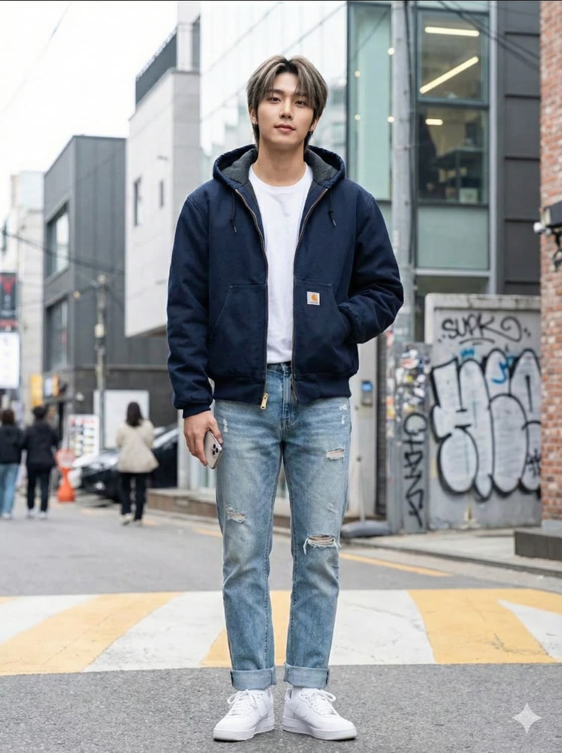 칼하트 USA j140 네이비 덕 액티브 후드 자켓_M 상품이미지1