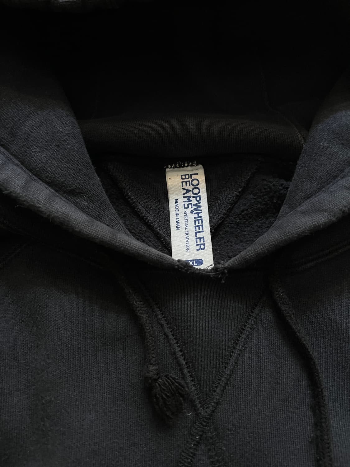 [XL]BEAMS X 루프휠러 재팬메이드 블랙 후드 티셔츠 상품이미지3