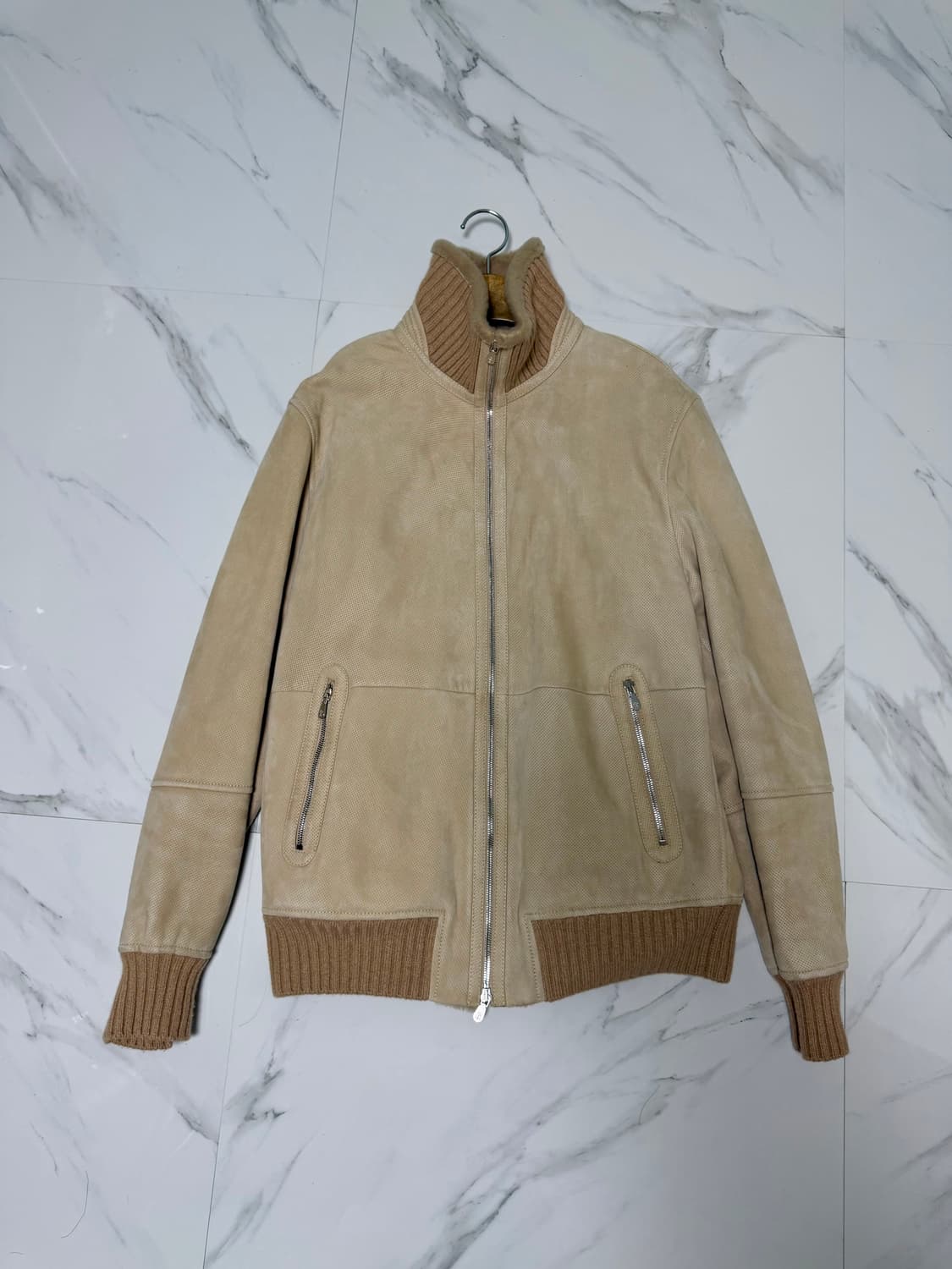 브루넬로쿠치넬리 레더 스웨이드 풀시어링 무스탕 자켓 L 상품이미지2