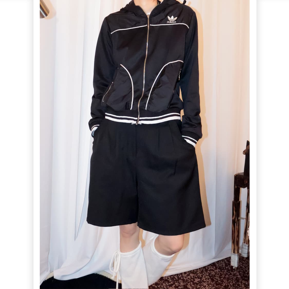 Black and White Cropped Hood 상품이미지4