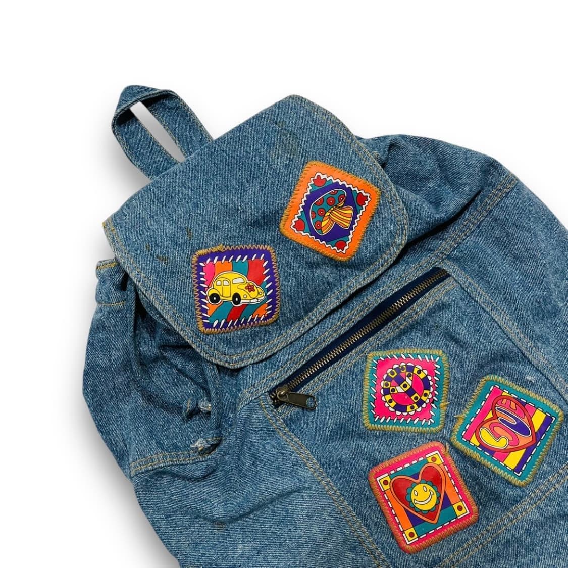데님 y2k 멀티 키치 다중 패치 빈티지 백팩 상품이미지2