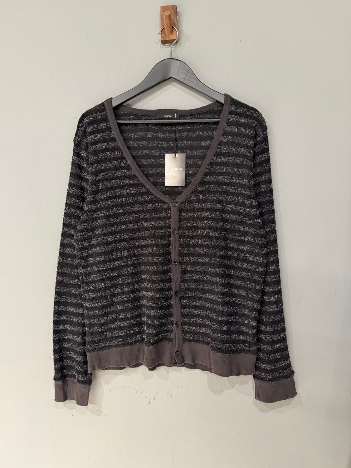 fluffy stripe pattern v-neck cardigan 상품이미지5