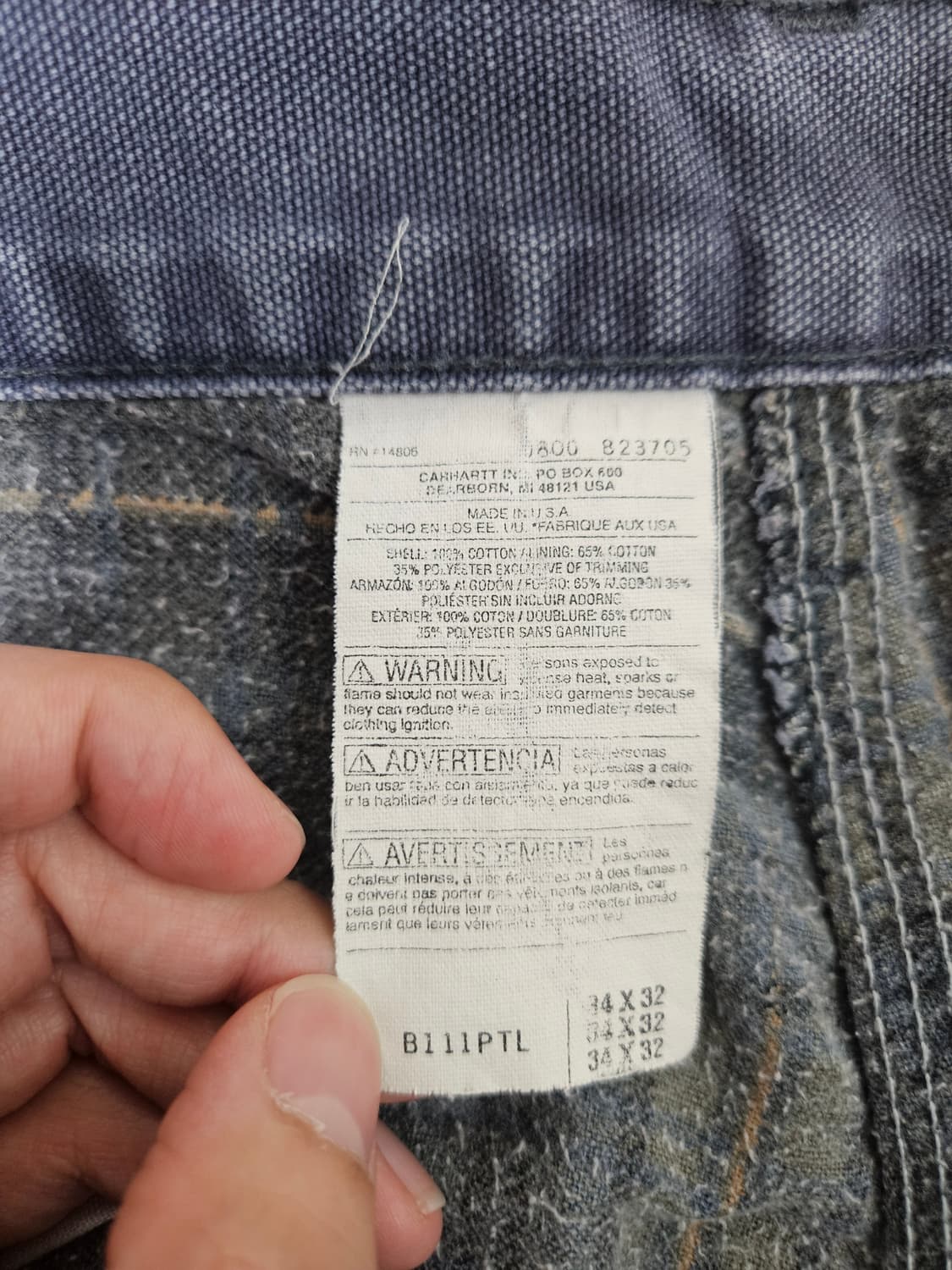 90s 칼하트 플란넬 싱글니 팬츠 상품이미지4