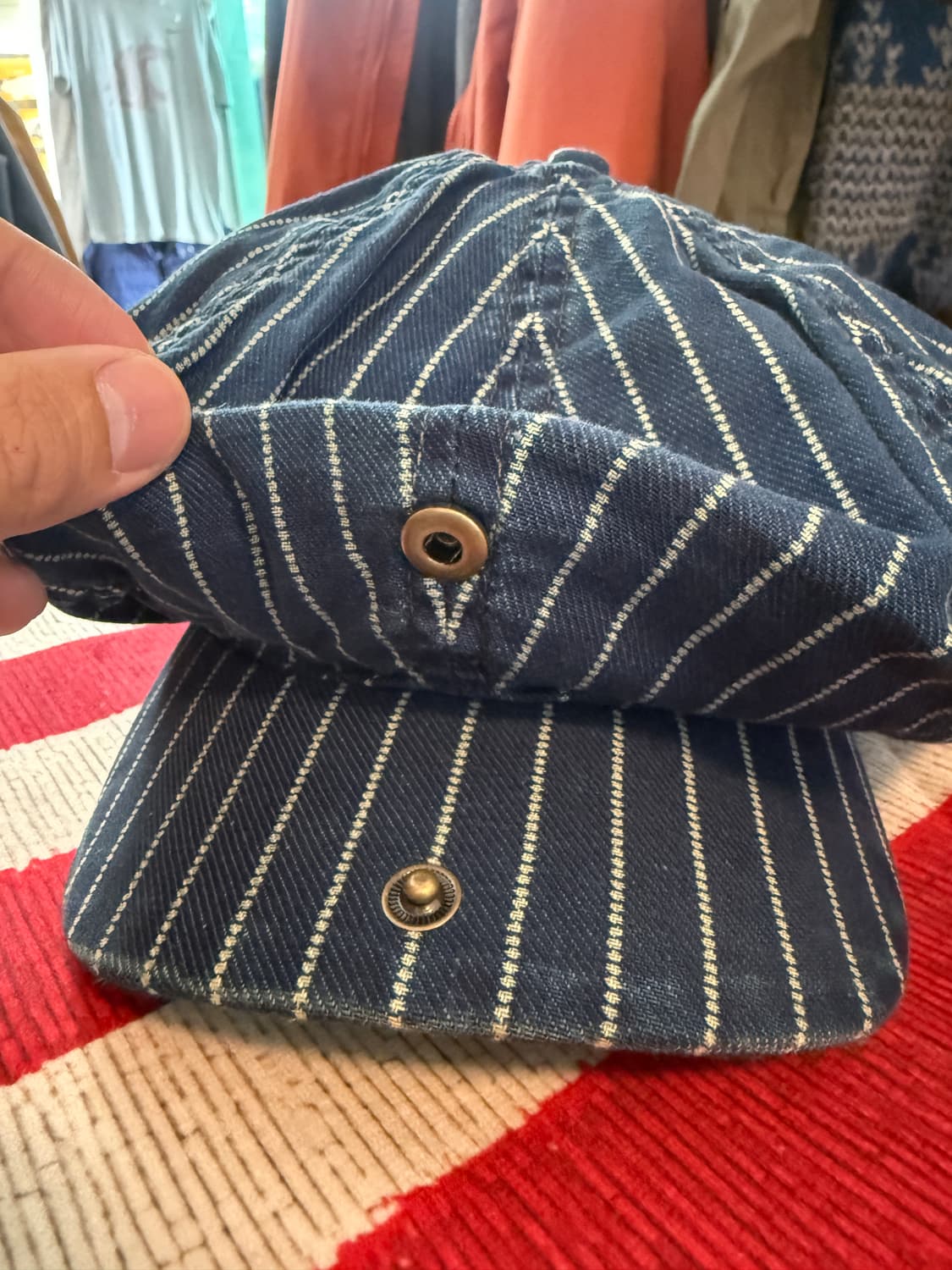 RRL 인디고 도트 스트라이프 트윌 뉴스보이 캡 58cm 상품이미지3