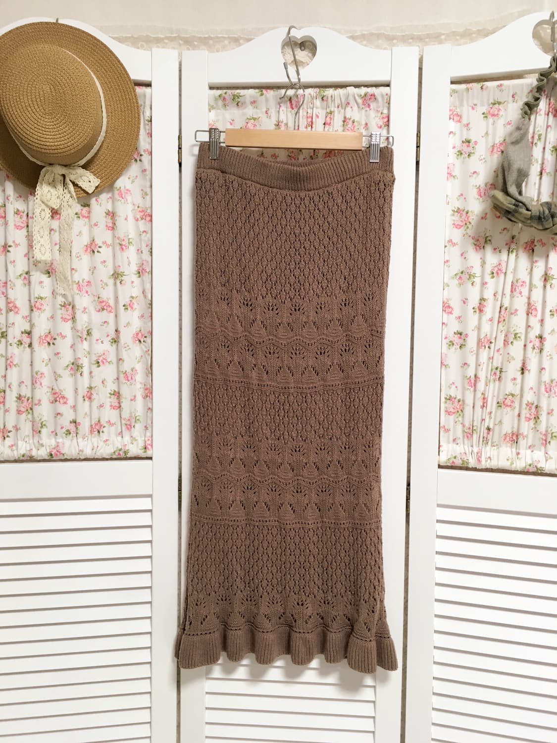 빈티지 브라운 니트 스커트 상품이미지1