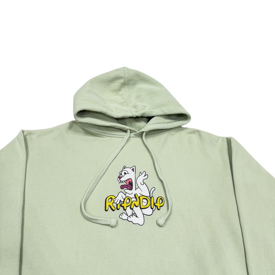 립앤딥 그래픽 고양이 캣 스웻 기모 후드티 애플그린 민트 L 상품이미지2