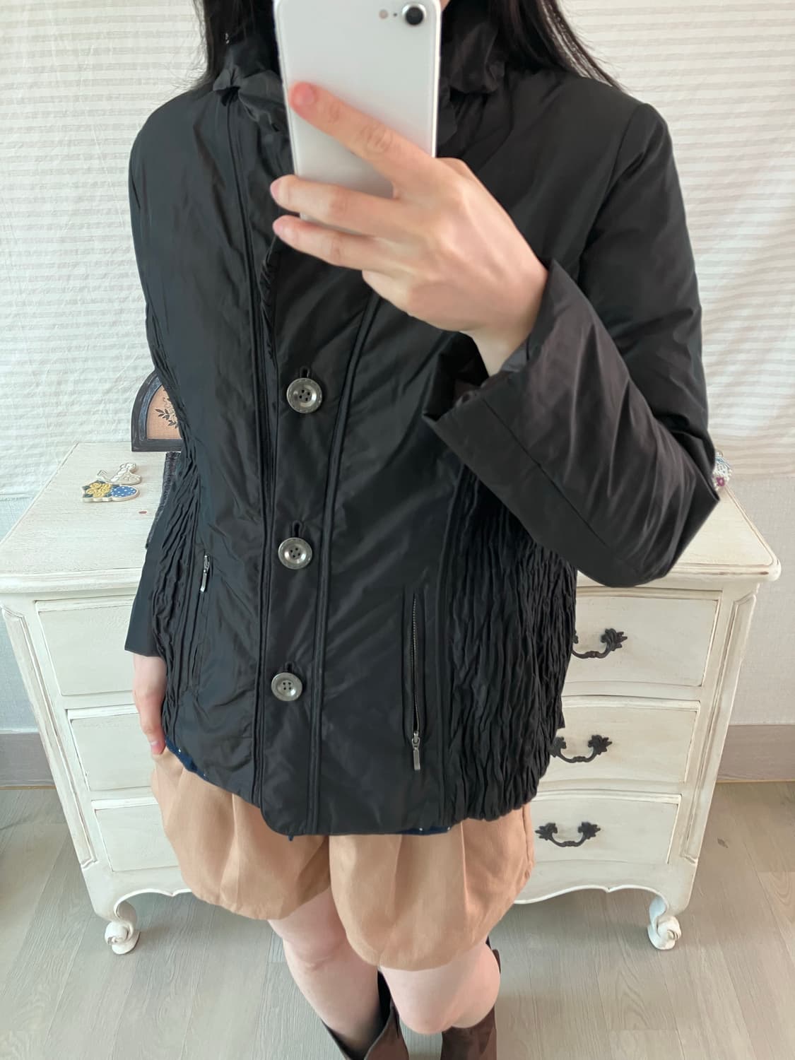 빈티지 브라운 프릴 자켓 y2k 스트릿 갸루 펑키 상품이미지3