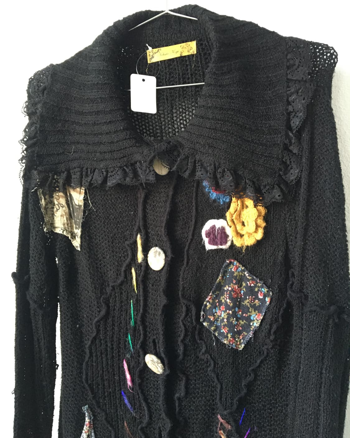 Patch stitch point knit long cardigan 상품이미지5