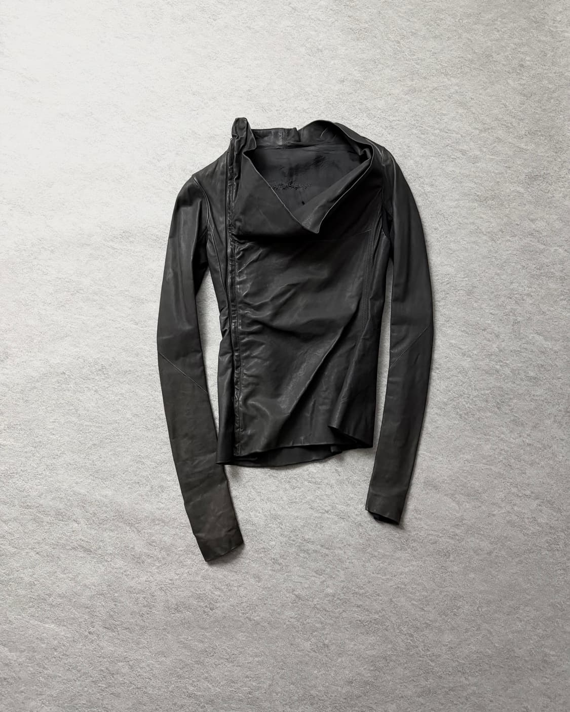 릭오웬스 2010FW 비대칭 하이넥 레더자켓 상품이미지3