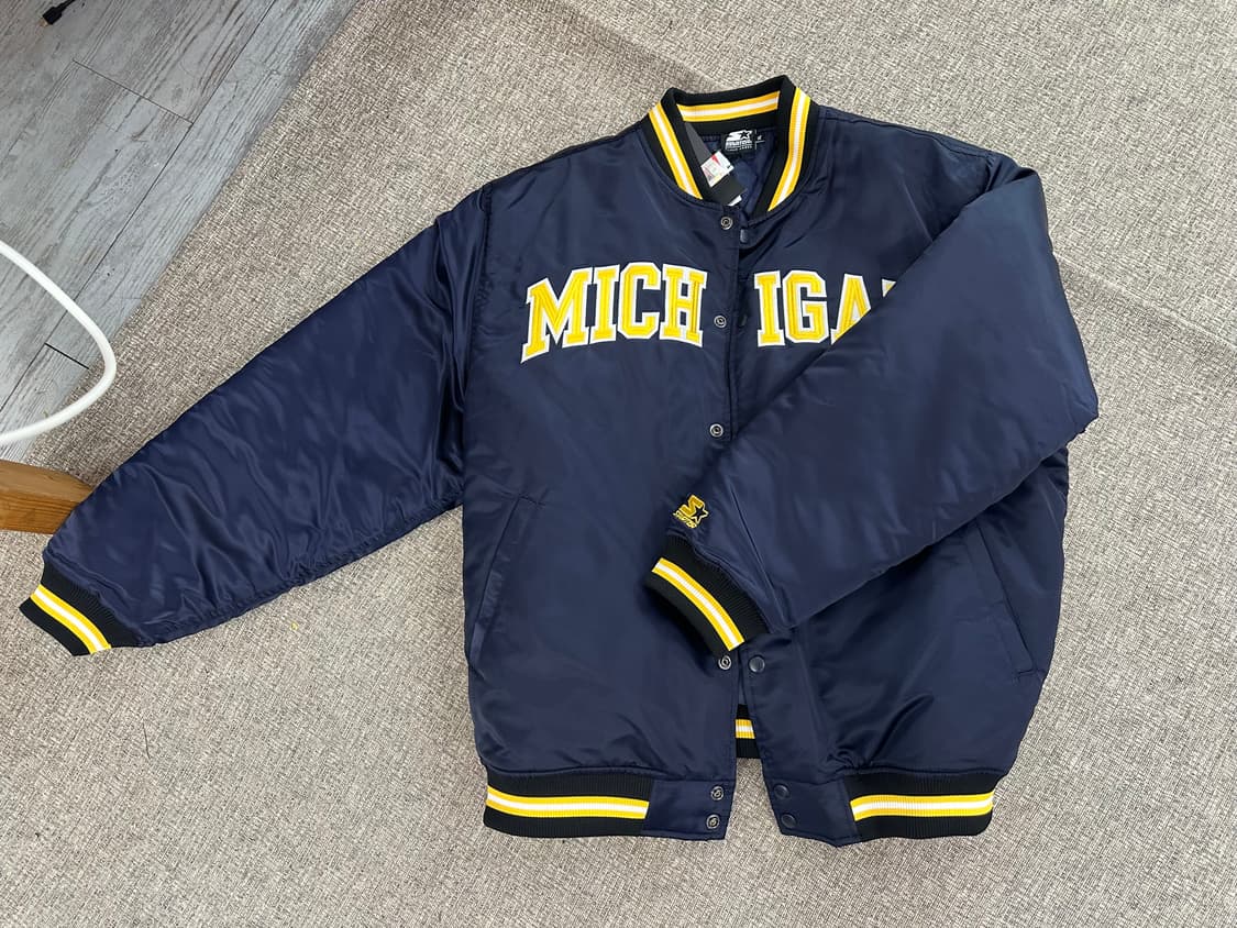 [택채 새상품] XL 스타터 블랙라벨 미시건 바시티 자켓 네이비 상품이미지2