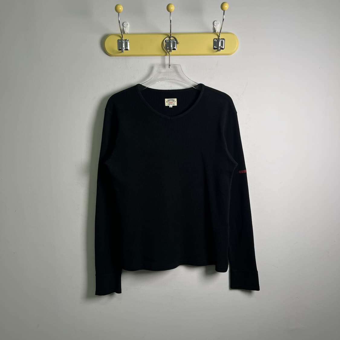 jpn vtg 빈티지 블랙 와플 브이넥 롱슬리브 S 상품이미지1