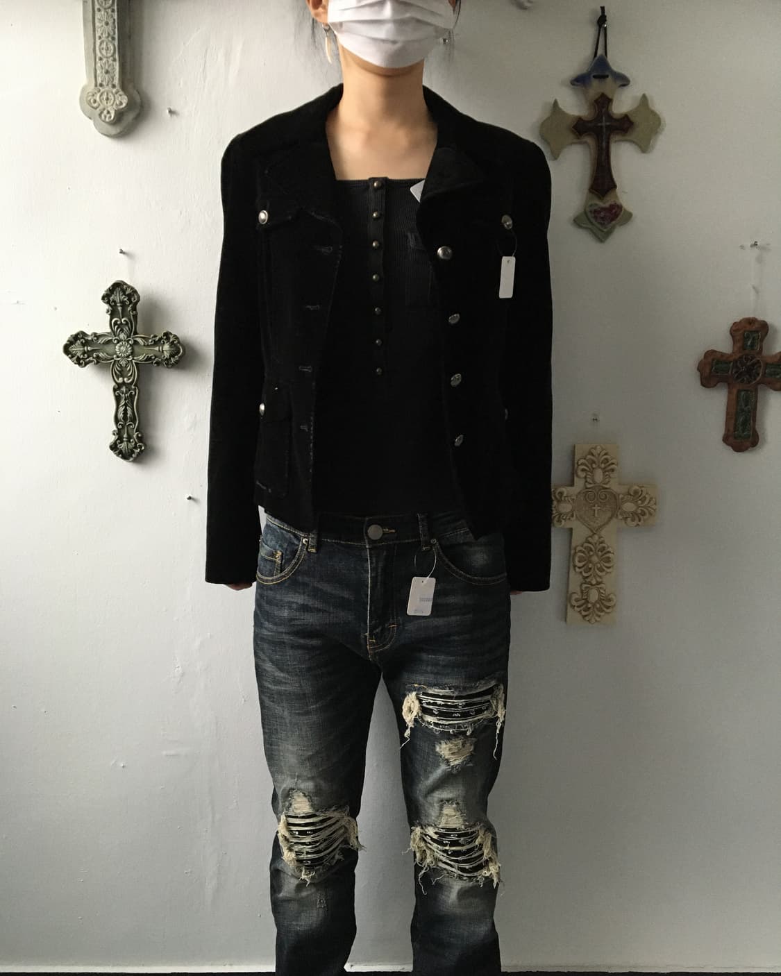 Button point velvet jacket 상품이미지5