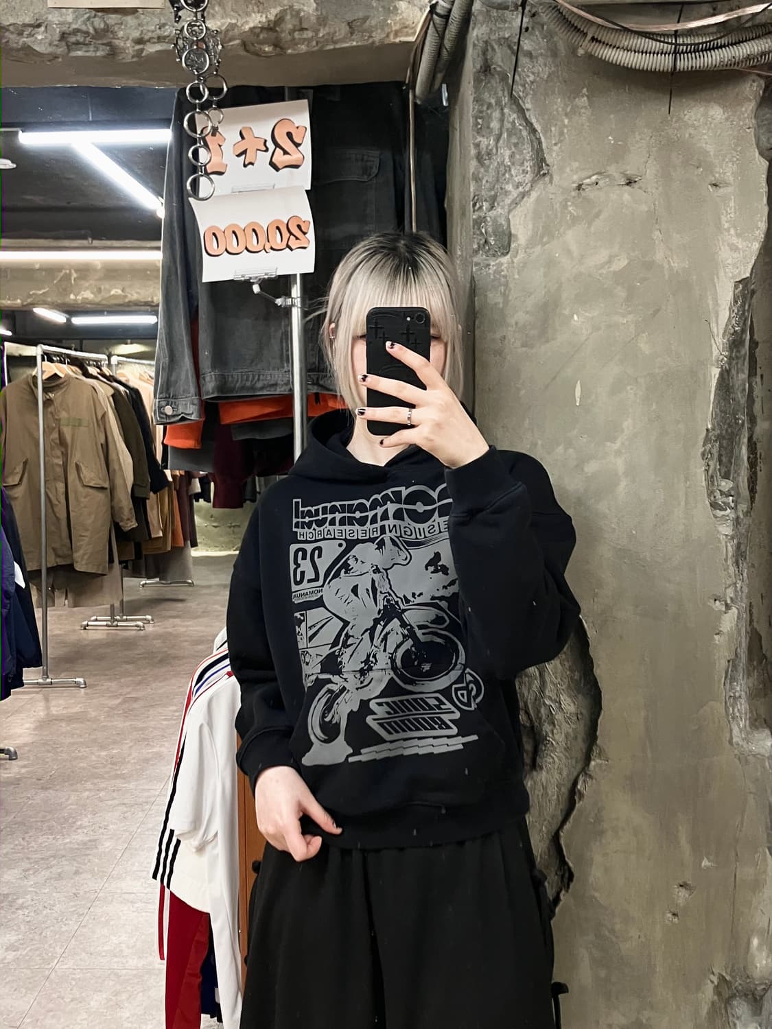 노매뉴얼 프린팅 후드티 블랙 S #csz2918 상품이미지2