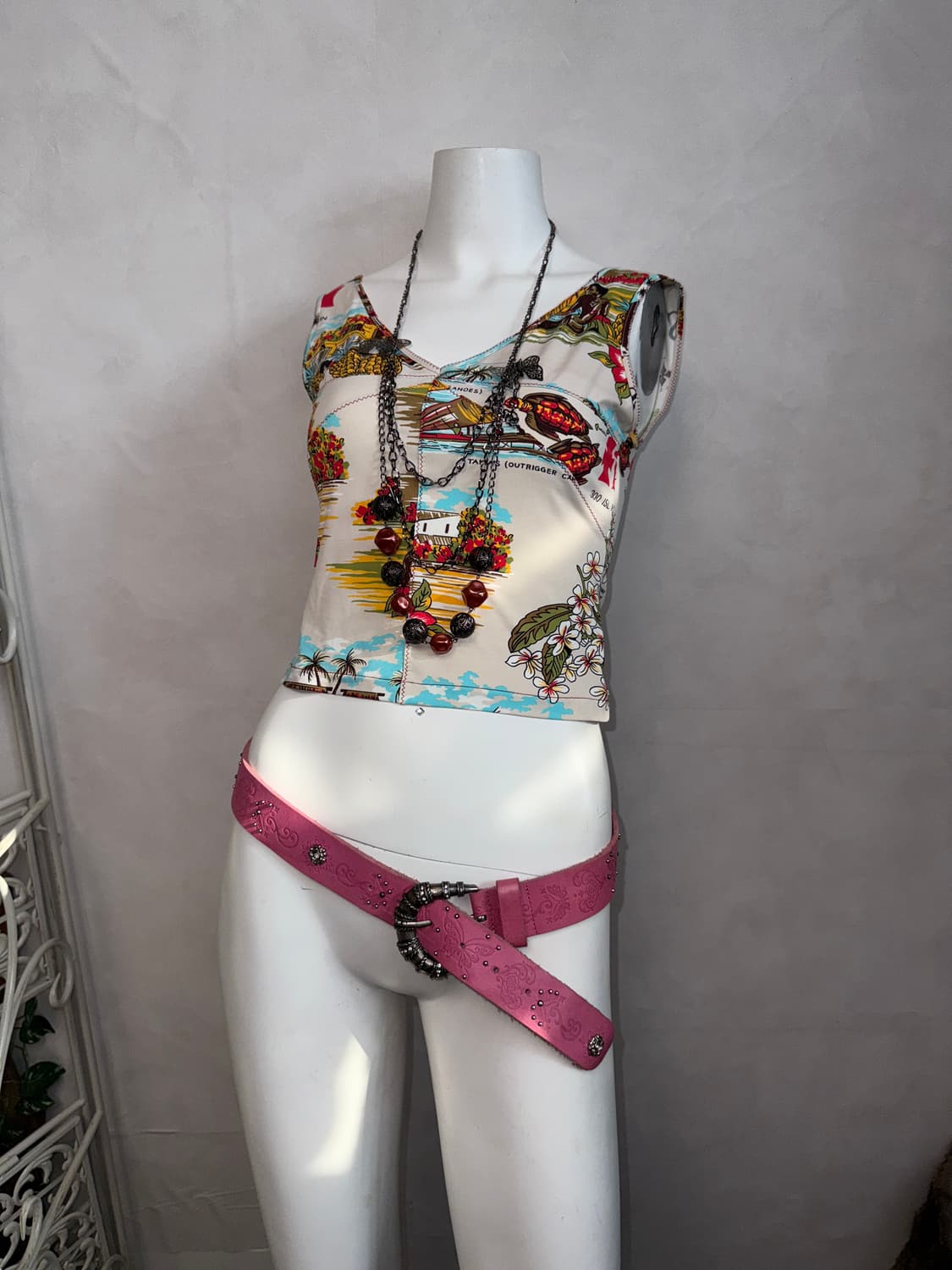 Blumarine hawaiian summer pattern 슬리브리스 상품이미지4