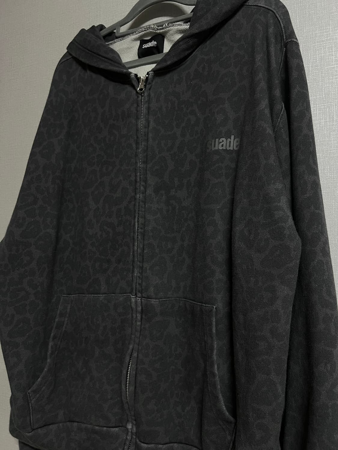 Suade 스웨이드 레오파드 후드집업 블랙 상품이미지8