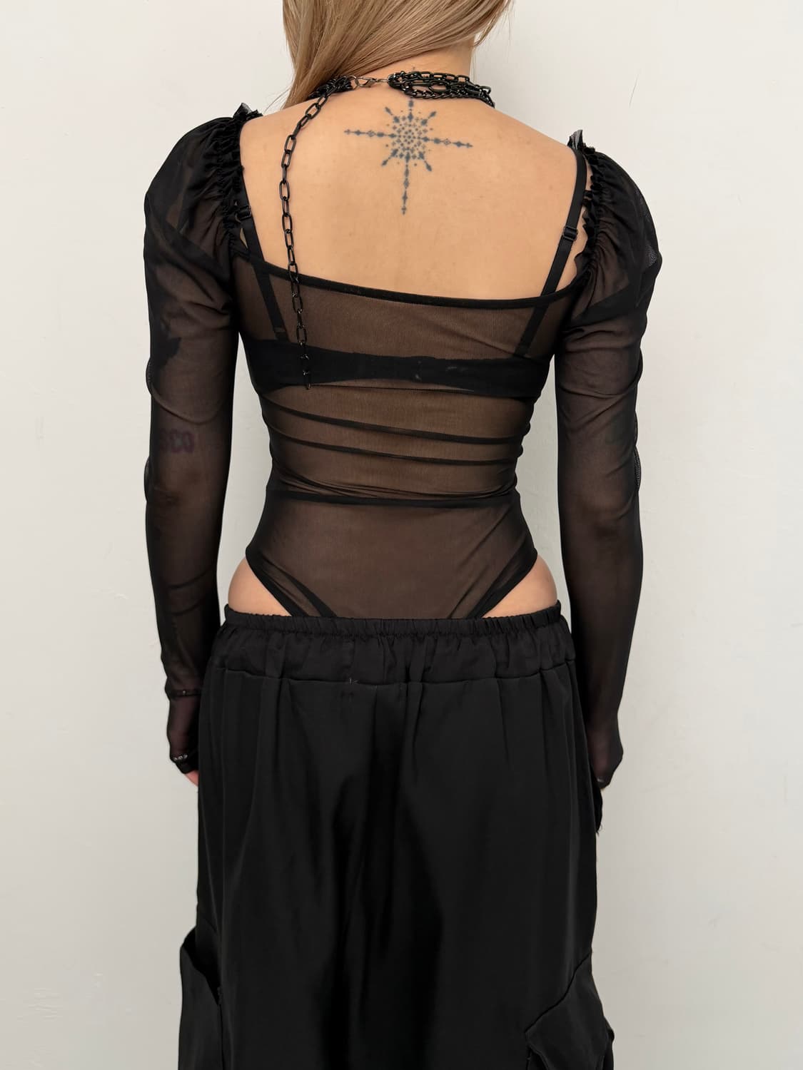 블랙 메쉬 바디수트  상품이미지3