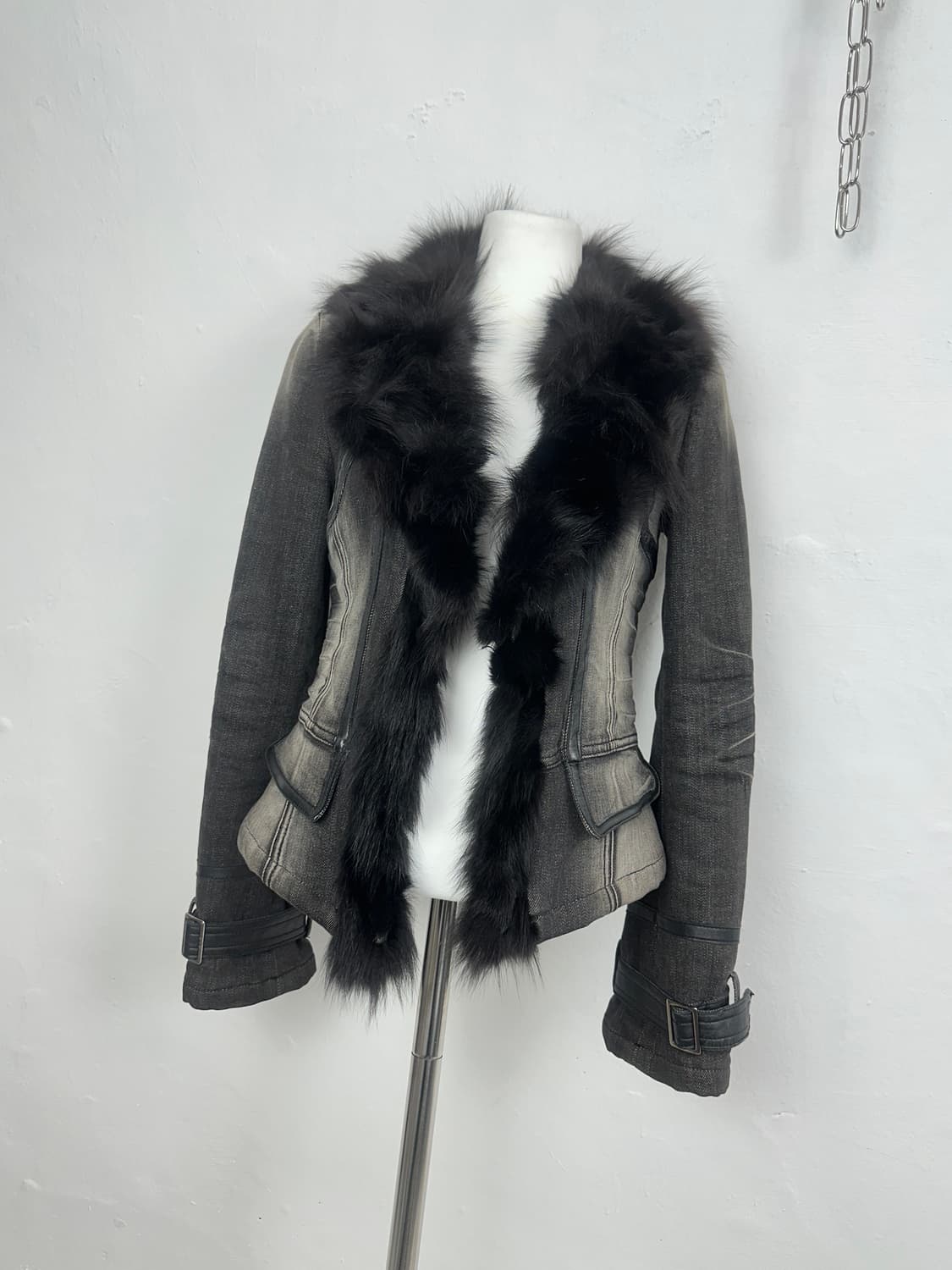 Washed cotton fox fur trimming jacket 상품이미지1