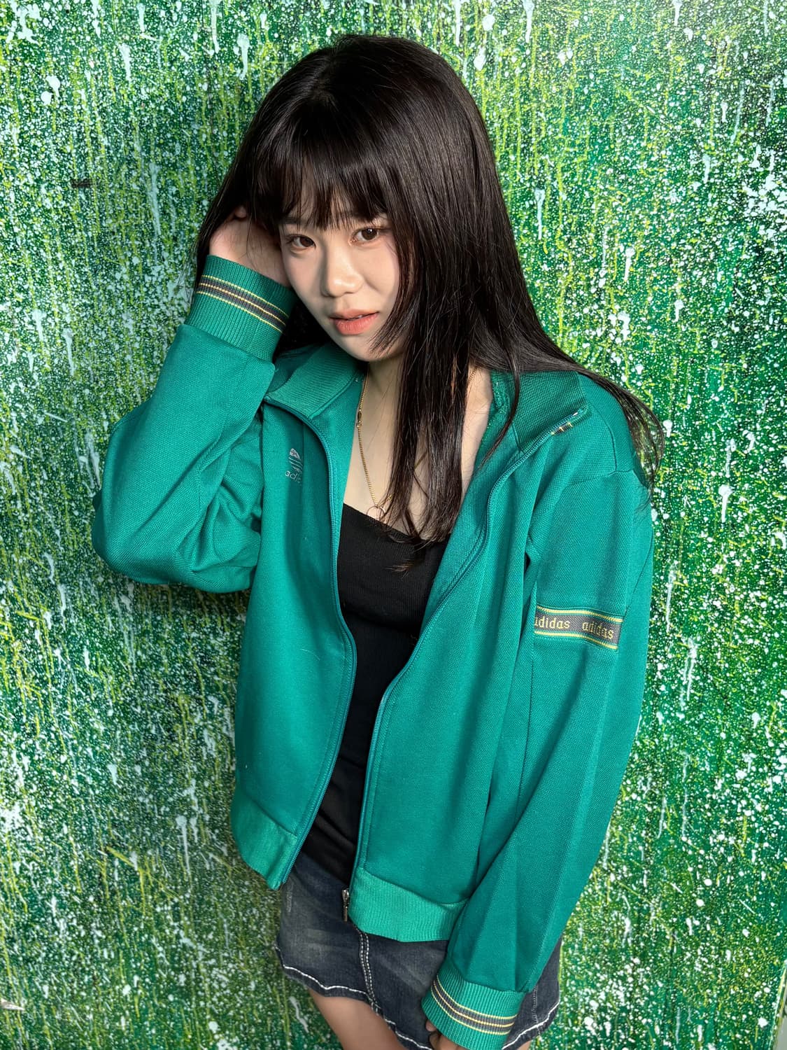 80s 아디다스 올드스쿨 그린 청록 져지 L 상품이미지2