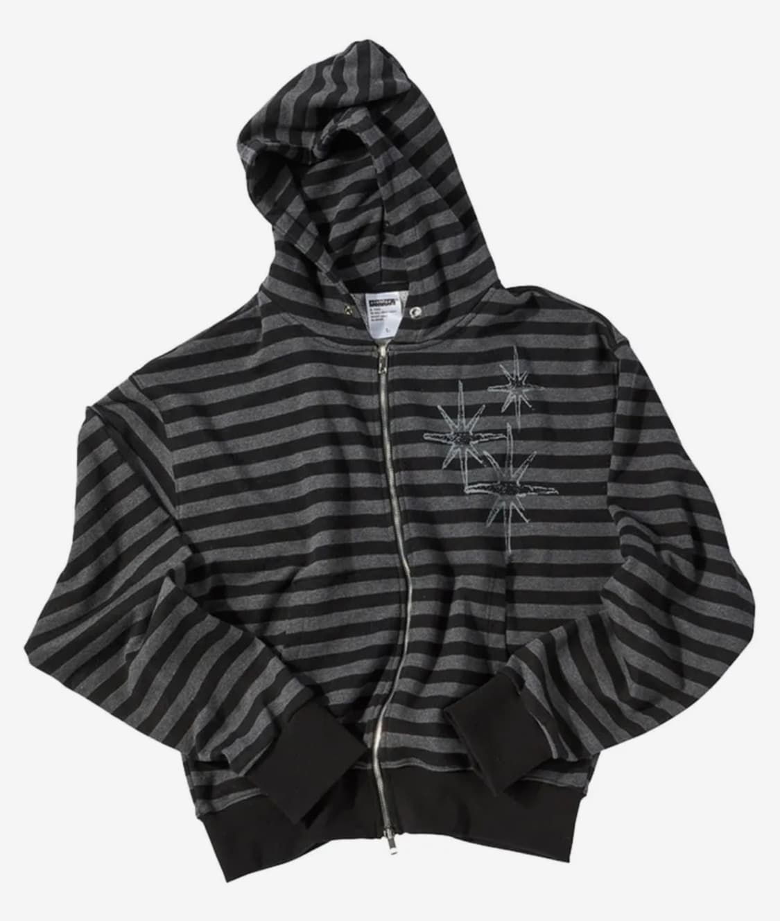 언타이틀 스테리나잇 스트라이프 후드집업 블랙 상품이미지1