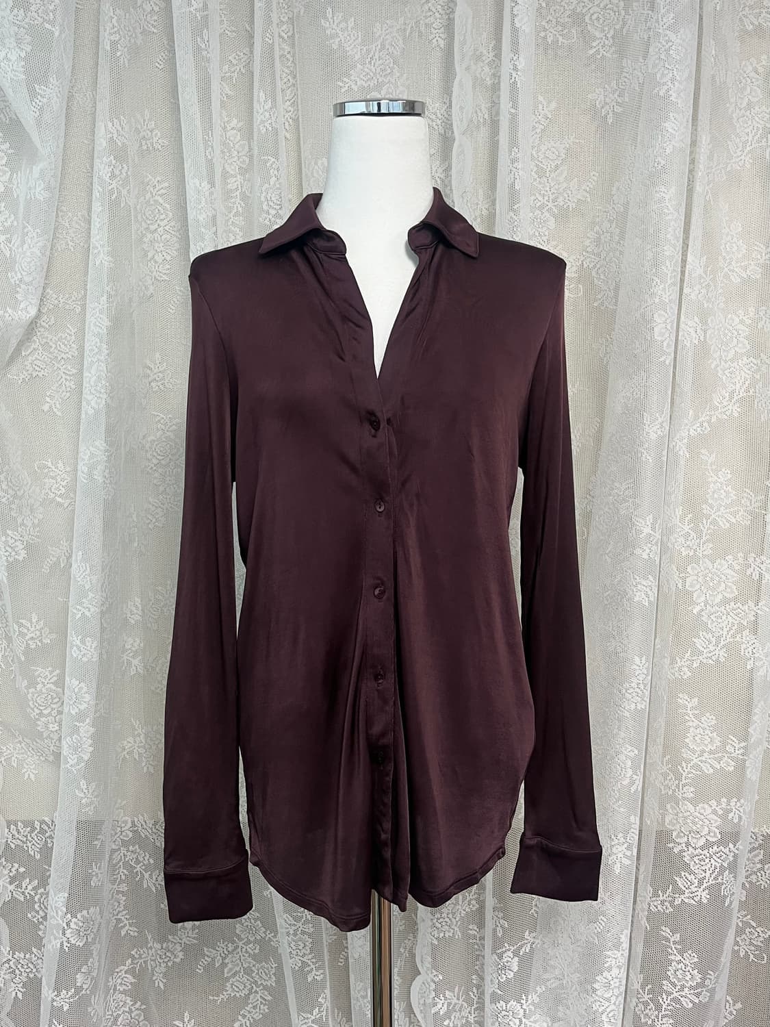 XS) 마시모두띠 비스코스 셔츠 블라우스 버건디 상품이미지1