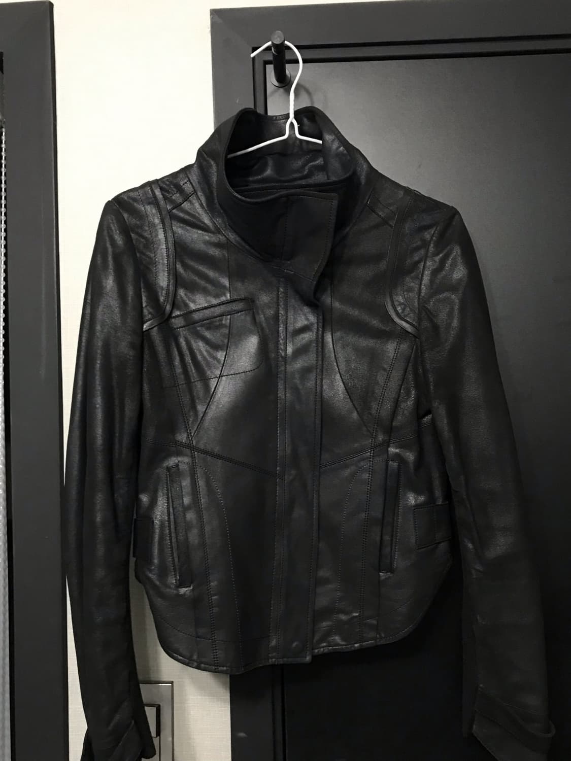 빈티지 하이넥 레더 자켓 상품이미지1