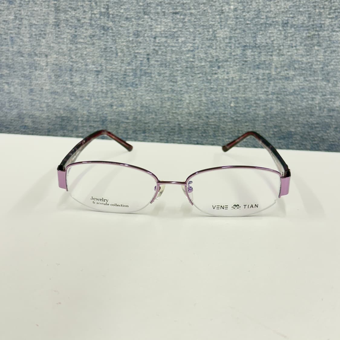 키치한 라벤더 컬러 빈티지 반무테 안경 상품이미지1