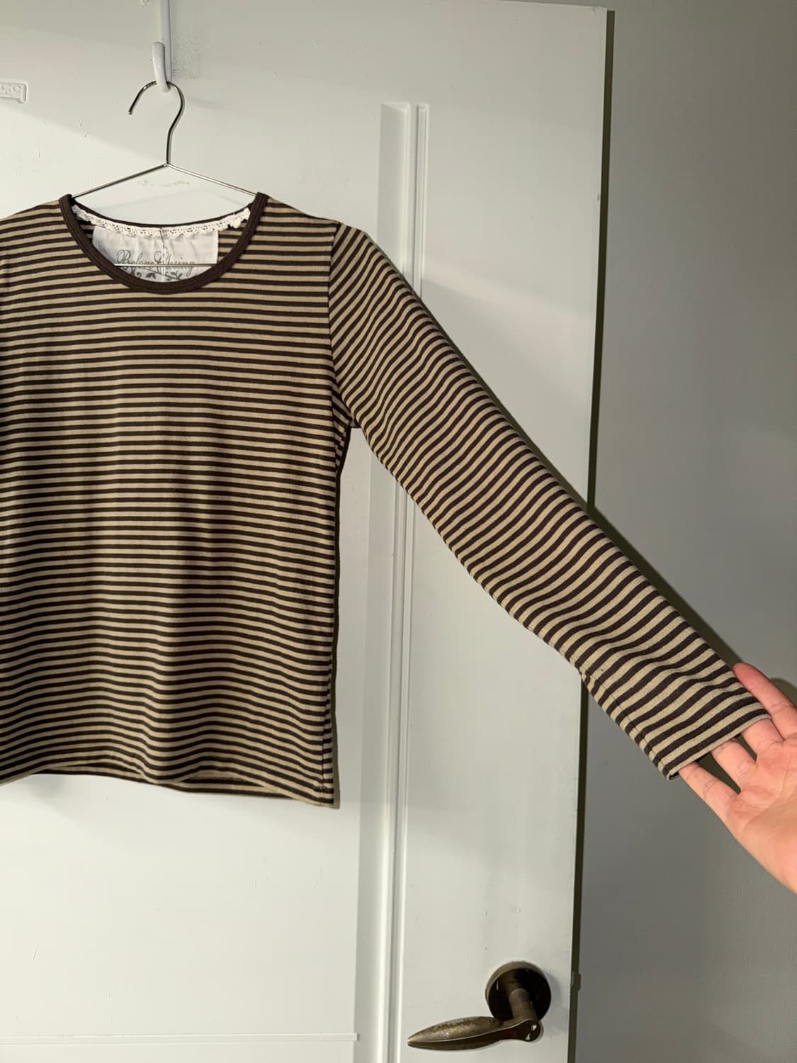 일본빈티지 브라운 스트라이프 롱슬리브 상품이미지4