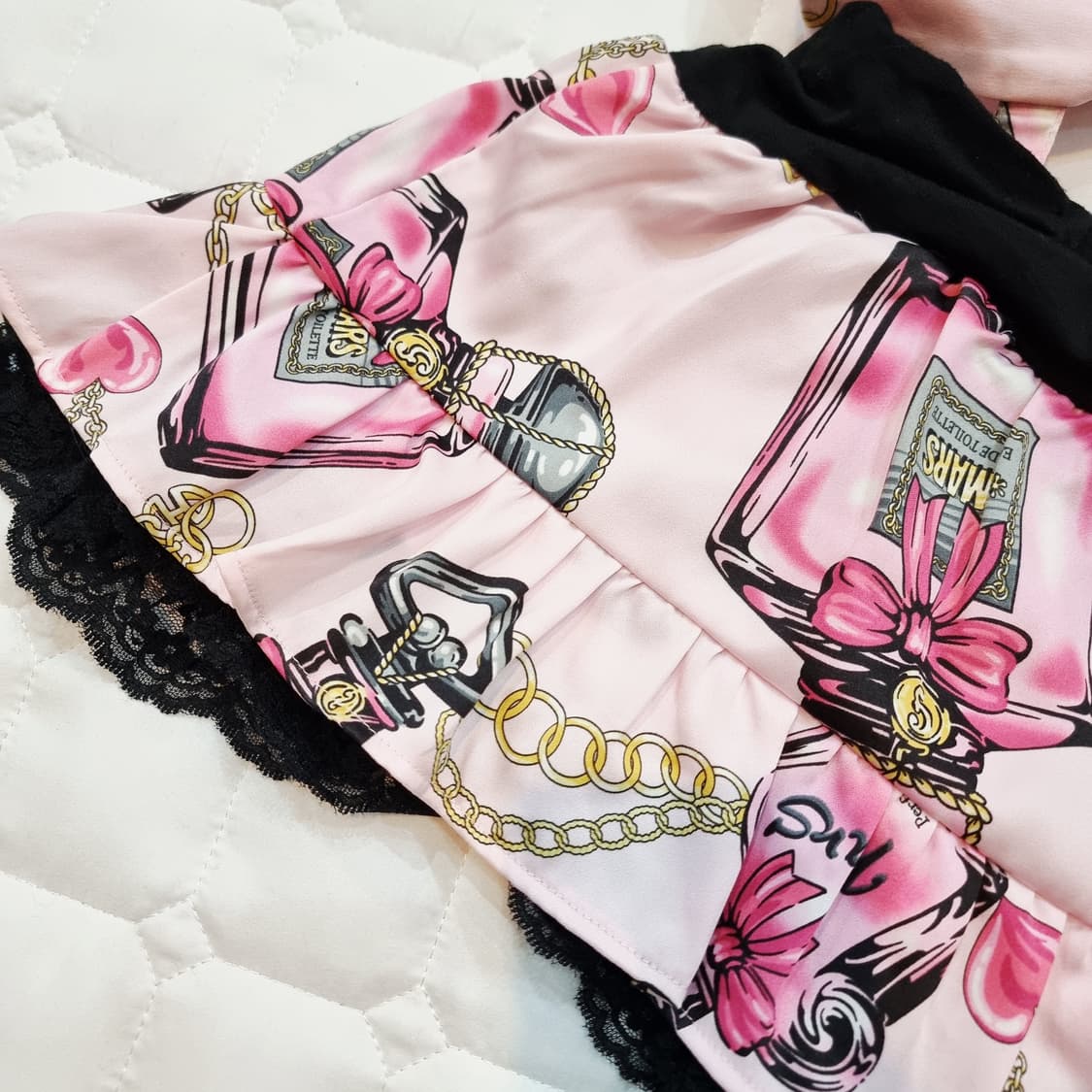 MARS(마즈) 핑크 퍼퓸 빅리본 언발 미니 스커트 상품이미지6