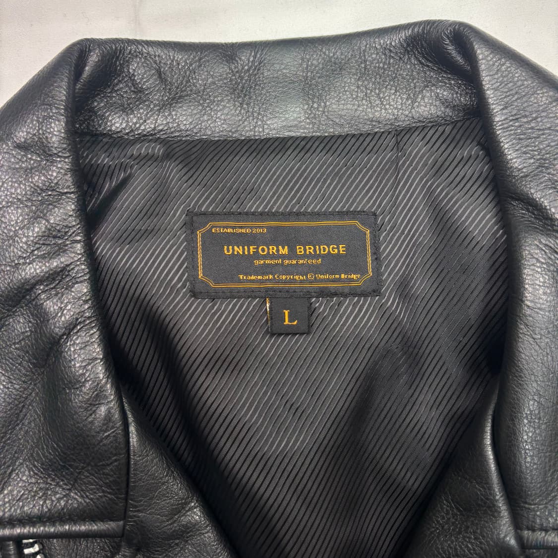 유니폼 브릿지 블랙 비대칭 레더 자켓 L 상품이미지7