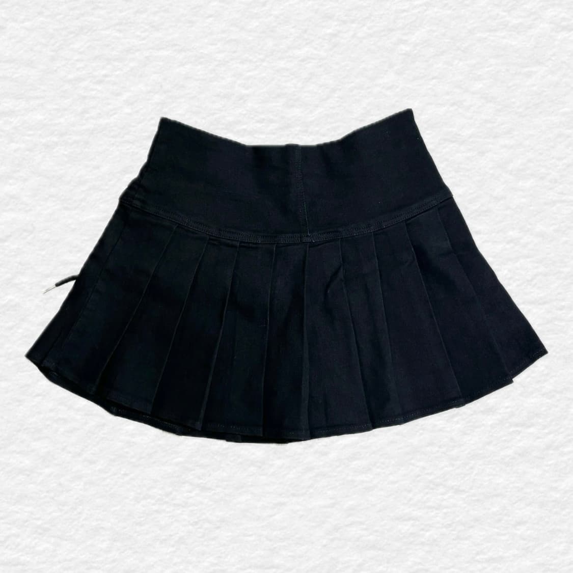 코르셋 스트링 플리츠 데님 스커트 – 블랙 상품이미지2