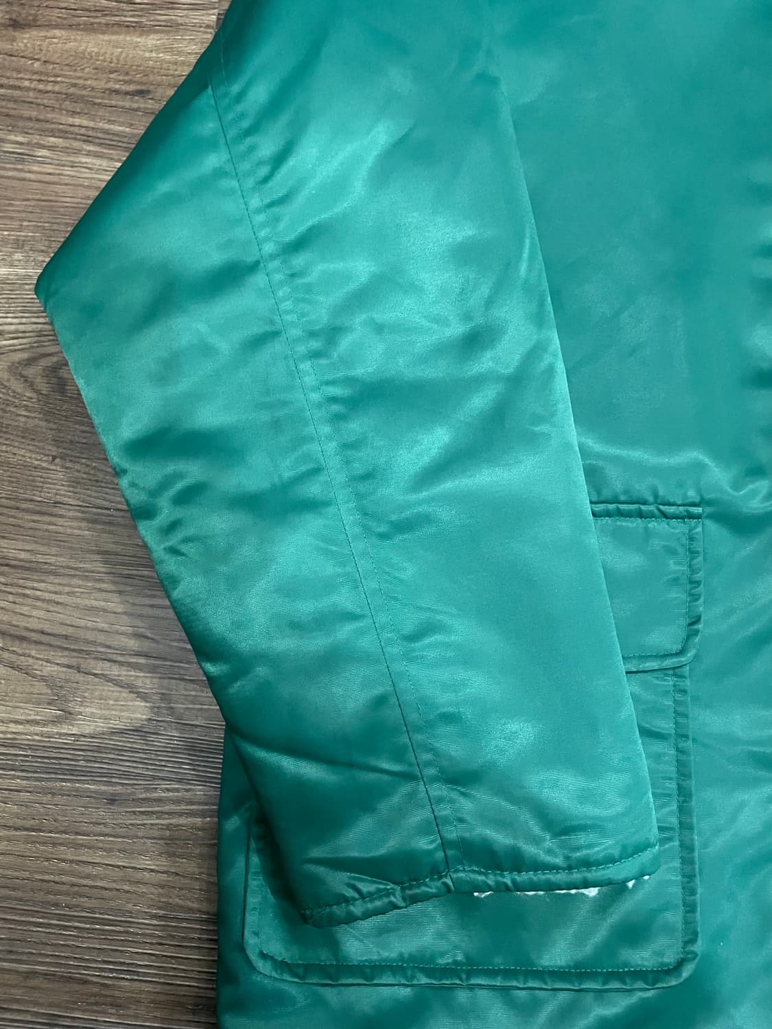 90s 스타터 MLB 오클랜드 애슬레틱스 사틴 코트 자켓 그린 상품이미지8