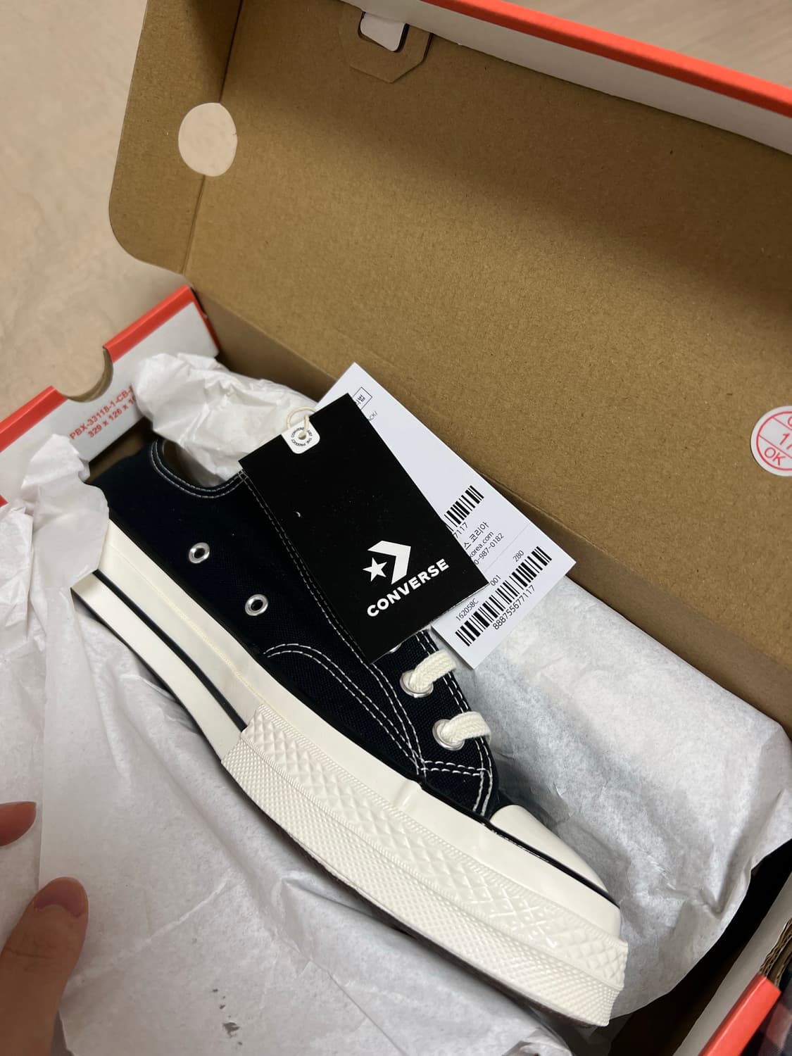 새제품 280) 컨버스 척70 로우 블랙 + 정품 고무끈 상품이미지1